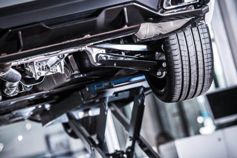 a car on a lift